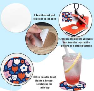 Sous-verre en céramique pour l'artisanat, carreaux en céramique, y compris des carreaux blancs non émaillés avec des supports en liège, à utiliser avec de l'encre à l'alcool, de l'acrylique - Product Image 3