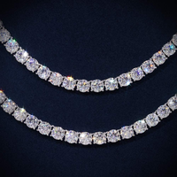 2.0MM-6.5MM Moissanite Tennis Chaîne Collier En Argent 925 avec Placage Or 18K Glacé Hip Hop Bijoux Personnalisé Tennis Chaîne