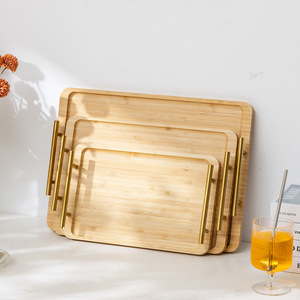 Bamboo tea <b>tray</b>, <b>small</b> <b>tray</b> for home and hotel use, rectangular dessert plate, modern Chinese style tea <b>tray</b> with handles - Product Image 3