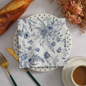 Serviettes imprimées, vaisselle à thème végétal pour fêtes transfrontalières, serviettes carrées décoratives, serviettes en papier jetables à motifs floraux - Product Image 1
