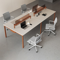 Bureau en bois durable moderne | Écran de confidentialité en acrylique | Boîte de prise de courant intégrée | Commercial réglable écologique