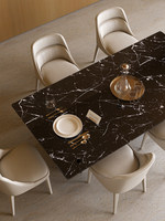 Table à manger rectangulaire de luxe moderne minimaliste italienne avec plateau en marbre naturel de qualité supérieure et pieds en métal, mobilier de salle à manger 6 places