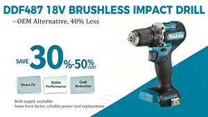 Taladro percutor <span class=keywords><strong>Makita</strong></span> de <span class=keywords><strong>18V</strong></span>, inalámbrico, sin escobillas, con portabrocas de 13mm, 2 velocidades, LED, destornillador eléctrico industrial. - Product Image 6
