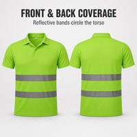 Polo de sécurité haute visibilité réfléchissant vert lime fluorescent, manches courtes, respirant, pour le travail et la construction