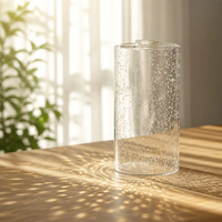 Abat-jour cylindrique en verre soufflé à la main, effet bulle, diffuseur de lumière douce et scintillante, pour la décoration intérieure et l'amélioration des luminaires