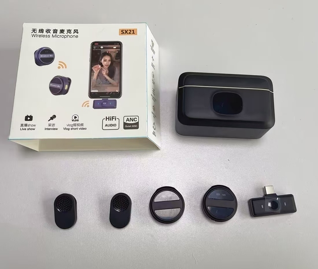 SX21 Button Wireless Collar Clip Wheat Magnetic One Tow Two Wireless Collar Clip 2.4G Noise-cancelling Reverb Button Microphone
