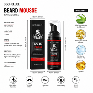 Schiuma Detergente Biologica per Barba a Marchio Privato, Best-seller, Idratante Delicato sulla Barba e Non Dannoso, 60ml, Prodotti per la Cura della Barba OEM - Product Image 5