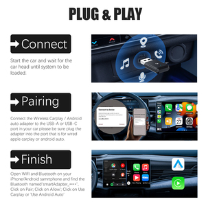 อะแดปเตอร์ไร้สาย CarPlay & Android Auto แบบ 2-in-1  ใช้งานได้ทันที กล่องสมาร์ทขนาดเล็กสำหรับ iPhone และ Android ที่มีระบบ CarPlay แบบใช้สายจากโรงงาน - Product Image 6