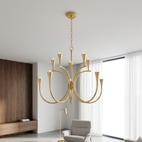 Lustre en arc doré Jingshi Lighting, branches métalliques courbées avec de minuscules gouttes de verre blanc, éclairage de plafond pour la maison à l'éclat chaleureux