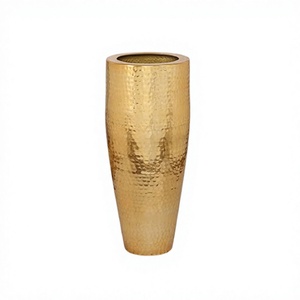 Aluminium Hammered Flower <b>Vase</b> Handmade <b>Gold</b> Polished Artificial Flower <b>Vase</b> For Home Decor Accessories - Product Image 1