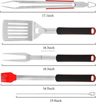 Accessoires professionnels de camping personnalisés pour barbecue en acier inoxydable, ensemble d'outils pour barbecue avec poignée souple en TPR