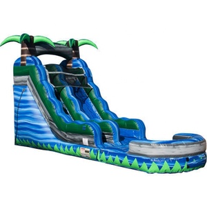 Rental Adult Tropical Theme Beach Party Double Lane <b>Inflatable</b> Water Slide With PVC Material and 3-Year Warranty for Backyard Do - Product Image 5