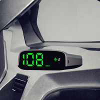 OBD2 tampilan kaca depan mobil nirkabel, bertenaga surya HUD tampilan kaca depan GPS Kompas tampilan waktu kecepatan KMH/MPH fungsi jam kecepatan Universal