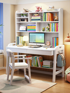 Escritorio Infantil con Estantería Integrada, Altura Ajustable, Madera Sólida, Moderno, para Estudiantes de Primaria y Secundaria, Uso en Sala de Estar - Product Image 5