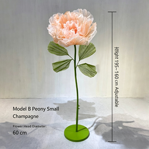 Fleur de pivoine artificielle sur pied, rose, 60 cm de diamètre, hauteur réglable 195 cm, pour mariage, hôtel, scène, événement - Product Image 5