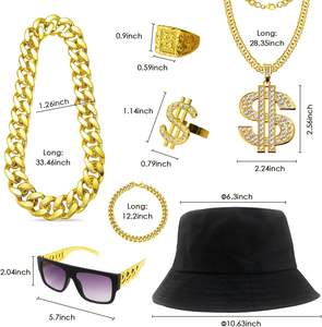 Kit <span class=keywords><strong>de</strong></span> <span class=keywords><strong>Disfraz</strong></span> Hip Hop Acrílico, Accesorios <span class=keywords><strong>de</strong></span> Rapero <span class=keywords><strong>de</strong></span> los 80s y 90s, para Hombres y Mujeres, Cosplay, Reuniones, Club, Nostalgia, Estilo Old School - Product Image 2