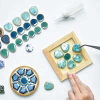 Kit de décoration artistique en mosaïque de céramique émaillée fait main, carreaux de porcelaine bleus et blancs, collage souvenir, jouet créatif parent-enfant