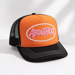 5パネル帽子トラックキャップメッシュスエード野球用帽子カスタムロゴ付き - Product Image 1