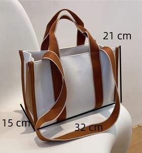 Nouveau sac à main rayé tendance pour femme 2026, en toile, avec logo personnalisé imprimé - Product Image 6