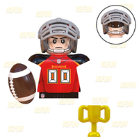 Set Blok Bangunan Mini Pemain Sepak Bola Amerika 4.5cm, Figur Kompatibel dengan Mainan Plastik Blok Utama WM2311-WM2326