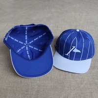 Op maat gemaakte geborduurde logo 6-delige gestreepte tweekleurige flat brim pet van katoen, verstelbare sport snapback caps groothandel voor heren en dames