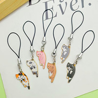 Porte-clés en peluche, pendentif chat de dessin animé en alliage avec finition émaillée, mignon, pour sac à dos, portefeuille, voiture, téléphone, style Kawaii