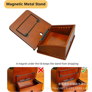 Wooden Recipe Rack Kitchen Storage Box <b>Tablet</b> Phone Book Stand Desk Reading Stand Solid Wood Rotating Design - Product Image 4