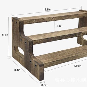 Wooden Multi Tier <b>Desktop</b> <b>Shelf</b> 13.8in X 6.1in X 8.4in 3 Layer Storage Organizer For Kitchen Spice Cosmetics - Product Image 1
