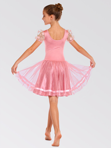 Vestido <span class=keywords><strong>de</strong></span> Baile <span class=keywords><strong>de</strong></span> Ballet con Tutú para Niñas, Diseño Floral <span class=keywords><strong>de</strong></span> Encaje y Spandex Rosa, Estampado Digital, Marca Anna Shi - Product Image 5
