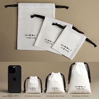 Tas Serut Katun Putih Logo Kustom Ramah Lingkungan Kantong Kemasan Kain Twill untuk Kecantikan Perawatan Kulit Sabun Perhiasan Hadiah Branding