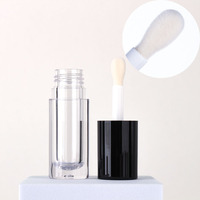 Tube de brillant à lèvres en ABS transparent rose de 6 ml, brosse à doigt épaisse, huile à lèvres, brillant à lèvres, fond de teint liquide, flacon de distribution de cosmétiques