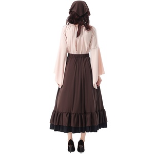 BAIGE en vrac Halloween Costume pour adultes Renaissance <span class=keywords><strong>médiévale</strong></span> robe longue à volants avec foulard Style victorien pour les femmes - Product Image 4