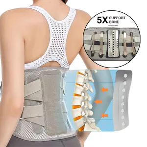 LOGO Schmerzlinderung abnehmbare Metallspalten Unterstützung unterer Lendenwirbel Taille Dekompression Band elastische starke Rückenstütze Arztgürtel