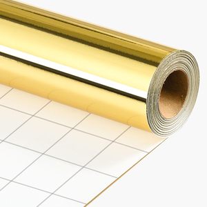 Merture Gold Wrapping Paper Roll 17 In X 784.4 In Metallic With Grid Lines For Gift <b>Wrap</b> Birthday Christmas Wedding - Product Image 1