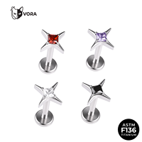 Bijoux de corps tendance en titane ASTM-F136, piercing d'oreille en forme d'étoile, à filetage interne, carré, pour enfants et mariages