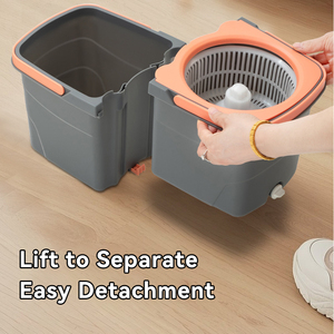 Bộ lau nhà xoay 360 độ với xô tách nước, cán kim loại, sợi microfiber, dùng cho vệ sinh sàn nhà - Product Image 3