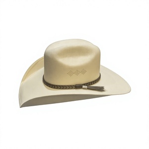 Sombrero Vaquero Beige de Poliéster con Banda Trenzada y Borla de Plumas, Unisex, Ala Ancha, para Exteriores, Cuatro Estaciones, 58-60CM, Casual para Adultos - Product Image 3