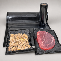 Sacs sous vide texturés gaufrés noirs transparents PA/PE, rouleau de sacs sous vide co-extrudés haute barrière pour la conservation de poissons, viandes et noix surgelés