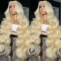 Perruque Lace Front 13x6 en Cheveux Humains 613, Densité 200, Perruque Lace Front 613 en Cheveux Humains Bruts, Ondulée, Blonde