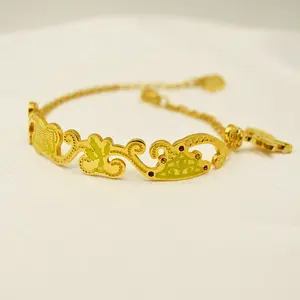 Factory Custom Children Gold Bracelet Colour Enamels Charm Bracelets Bangle