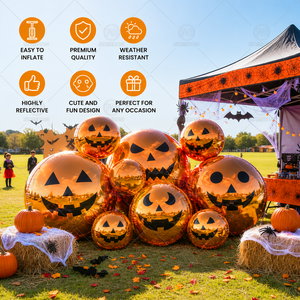 <span class=keywords><strong>Esfera</strong></span> de Espejo Gigante Comercial con Diseño de Calabaza Fantasma |   <span class=keywords><strong>Esfera</strong></span> Inflable Grande y Brillante para Fiestas de Halloween en el Patio Trasero, Fiestas en la Piscina y Eventos Festivos - Product Image 2