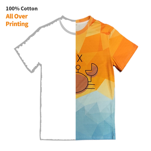 OEM Custom All-Over Print T-Shirt 100% Cotton Soft Knitted Smart Casual Style Full Body <b>Logo</b> Print Sublimation Digital Printing - Product Image 1