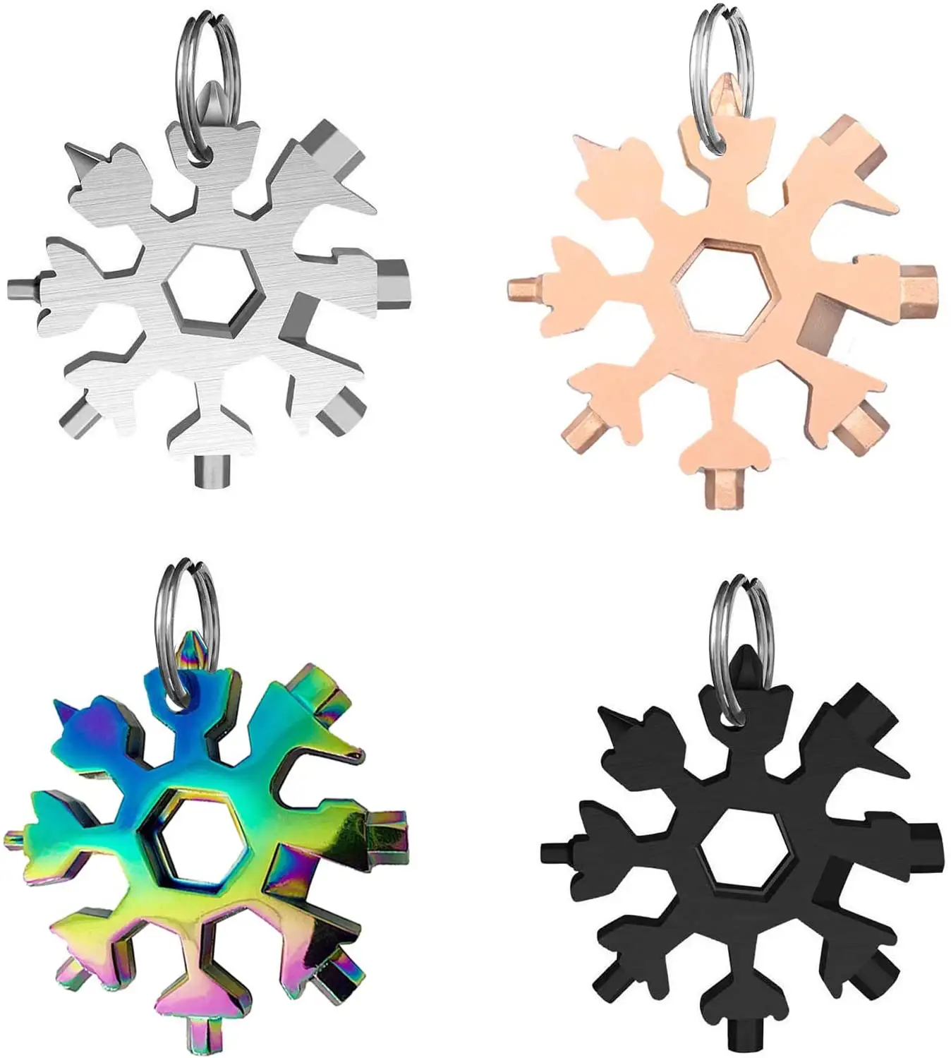 18 IN 1 Snowflake Multi ToolMulti Tool Pocket Tool Multi Color 6.5cm, Exquisite Packaging Key Chain Snowflake Screwdriver