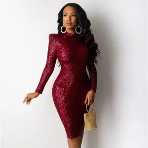 PDEP fashion casual sequined dresses wear for women plus size women clothing XXL