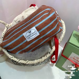 Bolsa de maquillaje de tela de toalla de rayas portátil, bolsa de mujer absorbente de algodón puro, bolsa de maquillaje suave y cómoda - Product Image 2