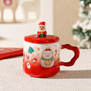 Christmas Ceramic Cup With Santa Lid And Festive Design <b>Gift</b> Boxed - Product Image 4