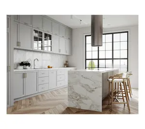 Home Island Bar Kitchen Furniture Countertop Modern Light Grey Shaker Style Designs Solid Wood Kitchen Cabinets
