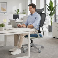 Chaise de bureau moderne en tissu maillé avec accoudoirs 3D réglables, dossier coulissant et appui-tête réglable, conforme CE EN 1335, vente en gros OEM