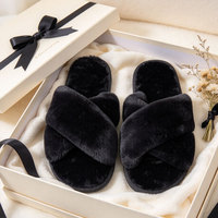 Pantoufles douillettes personnalisées à logo pour femme, avec lanières croisées, style babouche, pour la maison, le dortoir, l'hôtel, l'appartement, l'hiver, vente en gros