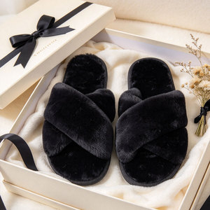 Pantoufles douillettes personnalisées à logo pour femme, avec lanières croisées, style <span class=keywords><strong>babouche</strong></span>, pour la maison, le dortoir, l'hôtel, l'appartement, l'hiver, vente en gros - Product Image 2